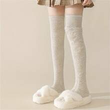 2双装秋冬过膝女袜，羊毛保暖内衬长袜，防冻保护，加厚保暖防寒过膝袜 - 彩色 - 查看 4
