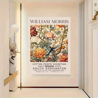 Impresión artística en lienzo inspirada en William Morris, 80x120cm - Decoración de pared sin marco para sala de estar y dormitorio