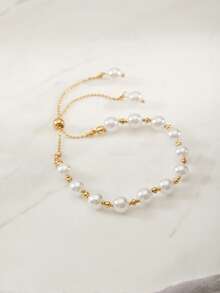 Clariva 女士仿珍珠装饰串珠手链圣诞礼物 - 彩色 - 查看 1