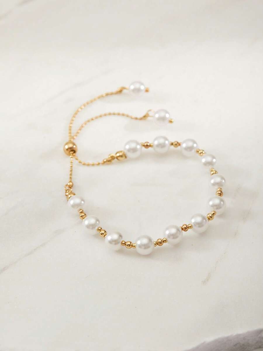 Clariva 女士仿珍珠装饰串珠手链圣诞礼物 - 彩色 - 查看 1