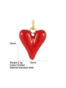 1pc Y2K Stainless Steel Multi-Color Enamel Exaggerated Big Heart Pendant, Handmade Jewelry DIY, Suitable For Necklace, Bracelet Accessories