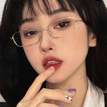 1 副无框钛金属轻质平板眼镜，带无螺丝镜片连接和可折叠镜腿，Cosplay 教师律师 - 無色 - 查看 4