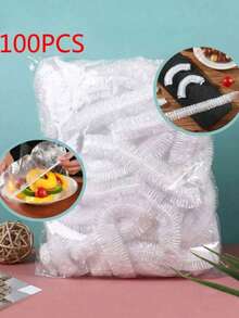 100 piezas/Paquete Juego de viaje desechable de plástico, Set desechable de gorro de ducha de baño, Tapa de plástico PE para mantener frescos los recipientes de la cocina