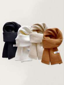 1 pieza Bufanda suave de punto de estilo japonés para mujer, de unicolor, linda y casual, ligera, adecuada para mujeres, estudiantes y parejas, perfecta para citas en el campus, atuendos de otoño e invierno, se puede combinar con sombreros, ropa de invierno, calentadores de cuello y accesorios de moda de invierno (etiqueta aleatoria) para vestir - Multicolor - Ver 2