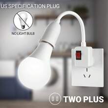 Kasotile E27 插入式灯座适配器带开关 - 多功能灯泡支架转换器，PVC，白色，壁挂式，110V-130V，适用于夜灯、床头灯和壁灯，商业照明，1 件装 - 美規A型插(110-127V) - 查看 7