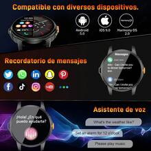 Smart Watch With Wireless Calls, Music Playback, Message Reminders, Multifunctional Sports Watch With Calculator, Alarm Clock And Flashlight - Black - View 5