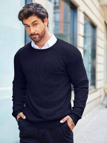 Men's Knitted Sweater, Twist Collar Design, Loose And Warm