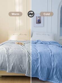 1pc Soft, Warm, Breathable, Lightweight Blanket, Simple & Fashionable Design In Blue, Suitable For Sofa, Bedroom, Living Room, Versatile Comfort, Travel Essential, Nap Blanket, Multiple Sizes Available, Machine Washable, Home Decor, Winter Decor