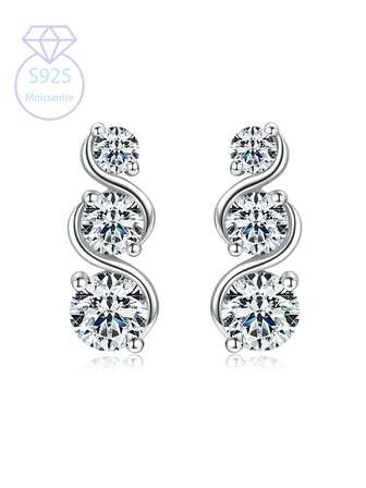 KAHOOT Ett par örhängen i 925 silvermoissanit, klassisk retromode, högkvalitativa parörhängen för män och kvinnor, lämpliga för daglig dejting, bröllop, helgdagar, banketter, fester, mors dag, fars dag, Thanksgiving, jul, halloween, alla hjärtans dag, födelsedagar, årsdagar, nyårspresenter