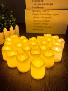 24 pièces - Bougie LED sans flamme de couleur chaude, veilleuse décorative, bougie électronique blanc chaud pour la Saint-Valentin, la demande en mariage, la décoration de la chambre de mariage, l'éclairage du dîner d'anniversaire, les bougies décoratives, la demande en mariage de la Saint-Valentin, la décoration de la chambre de mariage, la décoration de Noël, la décoration de la maison, la décoration de la chambre, la décoration de la chambre à coucher