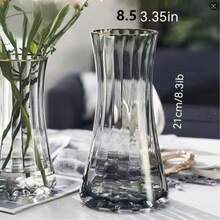 1个现代风格玻璃花瓶，条纹圆柱形设计，艺术装饰花瓶，适用于家居、客厅、卧室、咖啡桌、办公桌、接待区，是家居和房间装饰的理想之选。 - 彩色 - 查看 10
