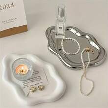 Nowoczesna tacka do przechowywania biżuterii – elegancki stojak na naszyjniki, bransoletki i kolczyki – trwała tacka z żywicy ABS – idealny prezent dla kobiet i mężczyzn, odpowiednia na Boże Narodzenie, urodziny, ślub, Walentynki – toaletka, biurko, dekoracja imprezowa – tacka do przechowywania biżuterii