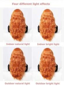 26英寸脏橙色长卷发假发，浪漫美丽的合成发假发和刘海假发，适合日常生活和派对。万圣节假发 - 橘色 - 查看 11