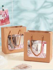 10 chiếc, Túi quà cảm ơn nhỏ 4,5x1,8x3,9 inch, Túi quà mini có nơ, Túi quà giấy họa tiết màu hồng, Thích hợp, Túi quà giấy nhỏ in lá vàng, Túi kẹo mini, Túi quà giấy nhỏ in lá vàng, Túi kẹo mini cho sinh nhật, Quà tặng Ngày của Mẹ, Quà tặng, Tiệc cô dâu, Đồ dùng cho tiệc tốt nghiệp - Hồng - Xem 4