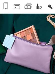 Nova bolsa com zíper em cores pastéis, bolsa portátil para celular com fecho de zíper de 20 x 12,5 cm, bolsa de cosméticos pequena minimalista em PVC de cor sólida, estilo doce, estilo casual, transparente, feminina, primavera, verão, outono, inverno, menina, estudante, amante de maquiagem, jovem, dia dos namorados, Natal, dia das mães, ação de graças, armazenamento para viagem, deslocamento diário, festa e encontro, vida no campus, organização doméstica, escolha de presente