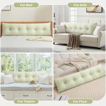 Soft Headboard Pillow Bed Wedge Pillow For Headboard With Side Pockets Dorm Headboard Twin Full Queen King Backrest Pillow, Bed Bolster Pillows For Back Support With Removable Cover - Màu xanh nhạt - Xem 7