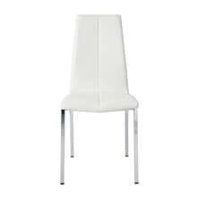 Set Of 4 Dining Chairs, Modern Kitchen Chairs With PU Leather Soft Padding And Silver-Plated Metal Legs, For Dining Rooms And Kitchens, White And Silver. - 白色+銀色 - 查看 4