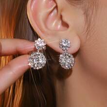 華麗水晶耳釘女款1對