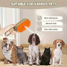 1-Piece Pet Steamer And Massaging Comb, Cat And Dog Fur Cleaning Tool, No Need To Wash Pet Steamer Comb, No Rinse Steam Massage Comb One-Button Brush, USB Charging, Suitable For Cats And Dogs, Daily Care Tool, Portable Hair Beauty Tool. - màu trắng sữa - Xem 3