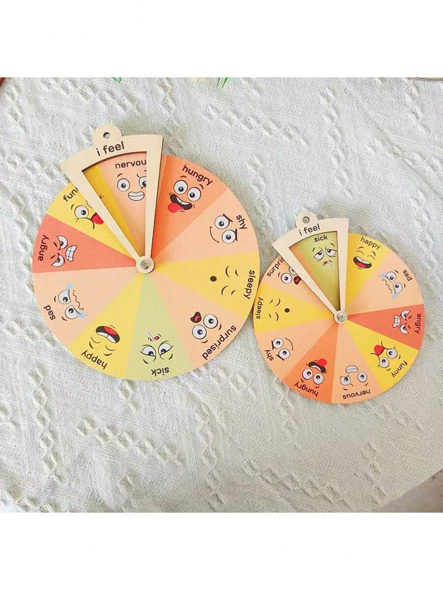 1 buc. Cadran din lemn pentru reglarea emoțiilor, stil rustic - Instrument de gestionare a stării de spirit cu fețe expresive și placă de afișare pe masă - Decorațiune fără electricitate pentru dormitor/spații familiale - Decor sezonier de sărbători (Halloween/Ziua Recunoștinței/Juneteenth), ajutor pentru conștientizarea bunăstării mintale, semn pentru biroul terapeutului, instrument de învățare a sentimentelor, piesă centrală pentru inițierea conversațiilor (fără suport)