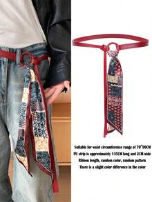 1 Set Paisley Pattern Scarf + Decorative Belt/Waist Belt, Suitable For Pairing With Jeans, School Autumn, Autumn, Korean Devil Hunter, Cowgirl Outfits For Women, Y2K Clothes, Fall Clothes For Women - Multicolor - View 5