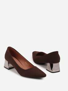 Soft Suede Pointed Toe Heels - Women's Work/Office Shoes - Brown - View 6