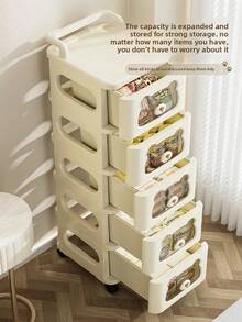 Stackable Rolling Drawer Storage Cabinet With Wheels, 5 Tier Multi-Tier Storage Organizer, PP Material Storage Bins With Handles For Home Organization, Bedroom, Nursery, Entryway, Tool-Free Assembly, Space Saving Mobile Storage, US Local Delivery - Multicolor - View 5