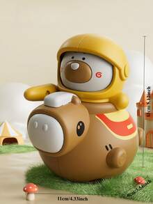 1pc Baby Rattle Toy, Cartoon Horse & Bear Tumbler, Whistle, Suitable For Daily Parent-Child Interaction, Soothing & Entertainment For Infants