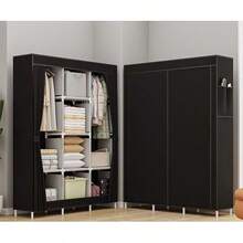 Non-Woven Fabric Wardrobe Organizer, Easy Assembly Clothes Closet With Hanging Rod, Steel Frame Collapsible Cabinet For Dorm