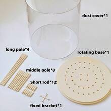 1 pieza Caja de almacenamiento giratoria de 360° de peluche, gabinete de exhibición a prueba de polvo de acrílico, estante giratorio cilíndrico ampliado para muñecas colgantes, viene con 24 soportes fijos, muy adecuado para muñecos de peluche de monstruos (excluyendo muñecas). El colgante de muñeca no se cae fácilmente, lo que lo convierte en una buena opción de regalo para las personas, y también es muy adecuado para decorar fiestas, Navidad y otros eventos.