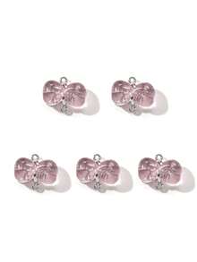 10/20pcs Random Styles Romantic Pink Pendants Collection - Heart, Moon, Bow-Knot, DIY Jewelry Accessories Valentines - Pink - View 28
