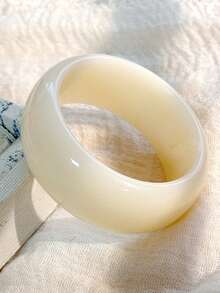 1 pieza Brazalete de resina colorido de dopamina, adecuado para uso diario casual de mujeres, diseño minimalista y redondo grande, regalo único para familiares y amigos (Tamaño: 63mm, por favor revise las dimensiones del producto antes de hacer el pedido)