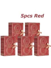 Set de 5 cajas de regalo con estilo de libro creativo, caja de regalo con forma de libro simple, ideal para regalos de boda/cumpleaños, almacenamiento de chocolates, galletas y dulces, tarjetas de boda y chucherías de fiesta, perfecto para decoración de fiestas de Navidad y Año Nuevo