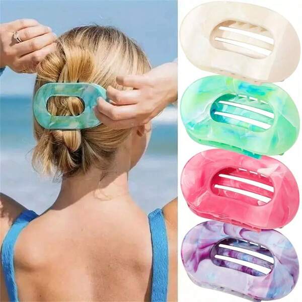 4pcs/1pc Women's 10cm/3.94in Large Size Bright Jelly Color White, Purple, Blue, Rose Red Lightweight Plastic Hair Clips, Fashion Versatile High-End Elegant Elegant Simple Minimalist Solid Color Hair Claws, Random Texture, Claw Clips, Hair Slide, Hair Barrettes