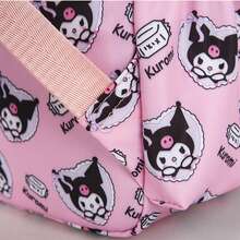 Sanrio 四件套 - 三丽鸥库洛米和美乐蒂时尚背包、铅笔盒、零钱包和午餐盒套装，可爱卡通印花，手提袋、背包、铅笔盒、零钱包，可爱的紫色和粉色套装，涤纶内衬，可爱动物印花，拉链封口，可手洗，休闲校园风女款