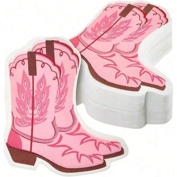 20 قطعة/40 قطعة/100 قطعة من مناديل الجينز الوردية، مناديل غربية الطراز، ديكور حفل الزفاف، مناديل حفلة غربية، مناديل بأحذية الجينز، لوازم الحفلات، ديكور طاولة عيد الميلاد