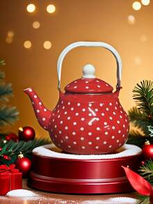 1pc Handmade Thickened Enamel Teapot, Suitable For Gas Stove Direct Heating & Pour Over Tea, Portable Water Kettle For Camping & Picnic, Christmas & New Year Creative Gift Set - Pear Shape - View 13
