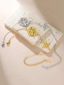 TEAMER 1 件不锈钢神秘女巫结空心星手链，男女通用简约优雅珠宝礼物，适合送给家人和朋友 - 時尚系列 - 查看 1