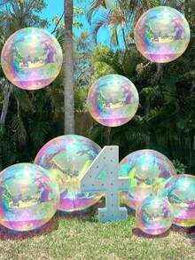 2/4 baloane folie metalice holografice cu efect 4D, potrivite pentru petrecere de ziua de naștere, petrecere a burlacilor, logodnă, petrecere de nuntă, temă Prințesa Regatul de Gheață, temă Sirenă Ocean, decor pentru petrecere baby shower; Baloane 4D colorate, potrivite pentru nuntă, zi de naștere, aniversare, petrecere la modă, întoarcerea la școală, petrecere cu tematică de vară, decorațiuni pentru petrecere.