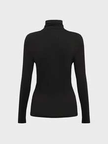 Women's Basic Minimalist Vintage Coin Pattern Elegant Casual Turtleneck Long Sleeve Knit Pullover Top, Autumn