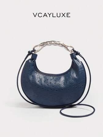 2025 New Ostrich Grain French Casual Chic Handbag, Dumpling Shaped Crescent Shoulder Bag, Crossbody Bag, Tote Bag For Women, Ideal Gift For Female, Mom, Teacher, Friend, Bridesmaid, Travel, Shopping, Dating, Commuting