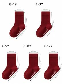 5 par bezszwowych skarpetek w jednolitym kolorze dla maluchów, uniwersalne skarpetki dla rodziców i dzieci, jesień/zima - Wielokolorowe - Zobacz 7