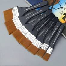 Flat Paint Brushes, Art Brushes/Soft Painting Brushes For Acrylic Oil Painting, Wide Plastic Handle Brushes, Divided Craft Brushes, Nylon Bristle Artist Brushes, Non-Shedding, Suitable For Walls, Furniture DIY, Flat Head Brushes, Professional Painting Tools, Tools, Gifts, Murals, Painting (Random Style Shipped) - Multicolor - View 2