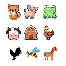 9/21 件农场动物鞋饰套装，PVC 鞋饰，适用于沙滩包，鞋饰，生日圣诞节情人节万圣节派对礼物