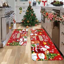 1/2/3pcs Christmas Kitchen Rug Set, Featuring Santa Claus, Snowflakes And Holiday Vibes - Machine Washable, Durable, Non-Slip, Suitable For Kitchen Floor - Multicolor - View 7