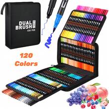 12/24/36/48/60/72/120/168 Colors Dual Brush Markers Pens, Artist Coloring Marker Set, Fineliner & Brush Tip Pen With Premium Case For Adults Coloring Books Journal, Drawing, Doodlin,Art Supplies