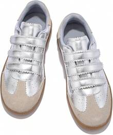 Sneakers For Women Lightweight Tennis Shoes Fashion Vegan Leather Hook & Loop Sneakers Non-Slip Walking ShoesChristmas - 銀色 - 查看 6