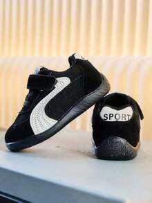 1 Pair Children's Spring/Autumn New Style PU Korean Fashion Sneakers, Soft Sole Non-Slip Unisex Outdoor Casual Shoes