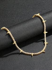 1 Máy Tính Hip Hop Nhiều Màu Sắc Kim Cương Giả Vàng Và Bạc Vòng Đeo Cổ Cho Nam Punk Cái Gai Bóng Dây Chuyền Trang Sức Dành Cho Nữ thời Trang Dạ Quang Vòng Cổ Bé Gái - Bạc - Xem 4