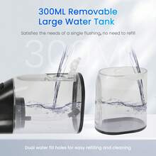 Fairywill Water Dental Flosser Teeth Pick Portable Cordless Oral Irrigator 300ML Rechargeable Travel Irrigation Cleaner IPX7 Waterproof Electric Flossing Machine For Teeth Cleaning - 黑色 - 查看 2